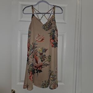 Umgee Floral Dress - Beige and Multicolor